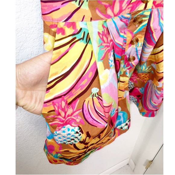 FARM RIO Fruit Salad Playsuit Romper Deep V Ombré Ladder lace Pockets SZ: Small - Picture 10 of 14